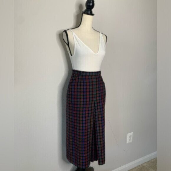 Quasimodo Vintage High Waist Plaid Midi Skirt - Picture 4 of 17